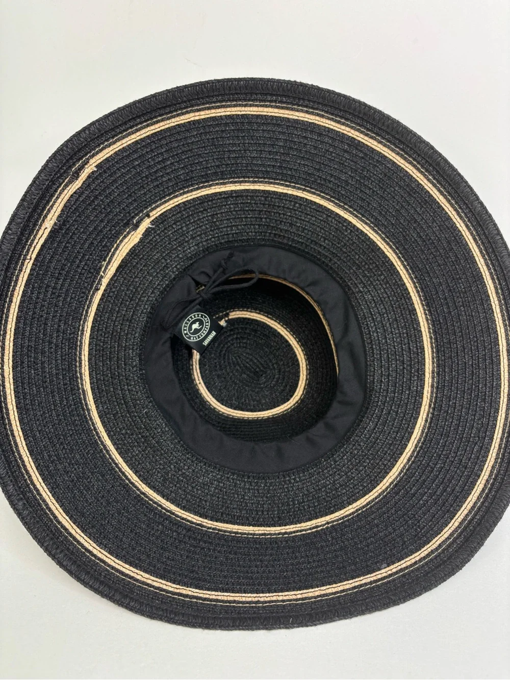 Wallaroo SPF 50 Wide Brim Black & Tan Savannah Striped Packable Sun Hat